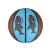 かわいいジンベエザメのハッピーアニメイラストレーション ミニバスケットボール (縦)