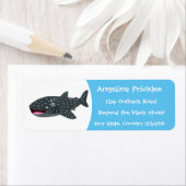 かわいいジンベエザメのハッピーアニメイラストレーション ラベル (インサイチュ)