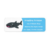 かわいいジンベエザメのハッピーアニメイラストレーション ラベル (正面)