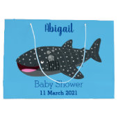 かわいいジンベエザメのハッピーアニメイラストレーション ラージペーパーバッグ (裏面)