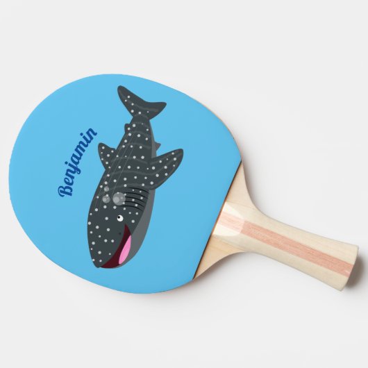 かわいいジンベエザメのハッピーアニメイラストレーション 卓球ラケット (横)