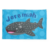 かわいいジンベエザメのハッピーアニメイラストレーション 枕カバー (裏面)