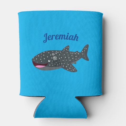 かわいいジンベエザメのハッピーアニメイラストレーション 缶クーラー (裏面)