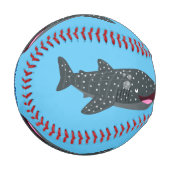 かわいいジンベエザメのハッピーアニメイラストレーション 野球ボール (正面左)