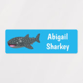 かわいいジンベエザメのハッピーカートーパーソナライズされたン ラベル (デザイン2)