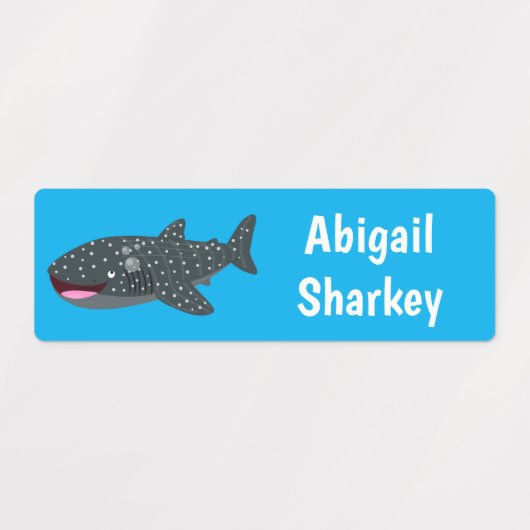 かわいいジンベエザメのハッピーカートーパーソナライズされたン ラベル (デザイン2)
