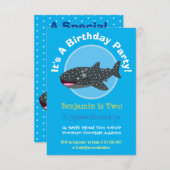 かわいいジンベエザメ幸せな漫画イラストレーションinvita 招待状 (正面/裏面)