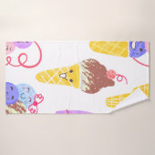 かわいいスアイスクリームパターン、かわいいスキャラクターアイスクリーム バスタオル (バスタオル)