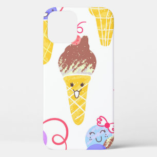 かわいいスアイスクリームパターン、かわいいスキャラクターアイスクリーム iPhone 12ケース
