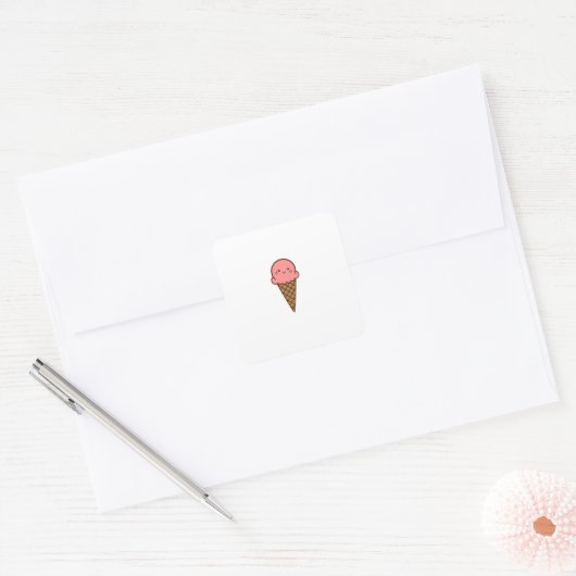 かわいいスアイスクリーム スクエアシール (封筒)