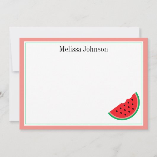 かわいいスイカおもしろい パーソナライズされた ノートカード (正面)