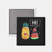 かわいいスイカとパイナップルかわいいサマーフルーツ マグネット (正面/裏面)