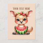 かわいいスイカのカンガルー追加メッセージ ポストカード (正面)