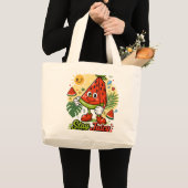 かわいいスイカのキャラクター ラージトートバッグ (正面(商品))