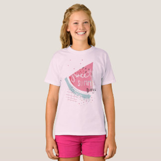 かわいいスイカのグラフィック 女の子の夏のTシャツ Tシャツ