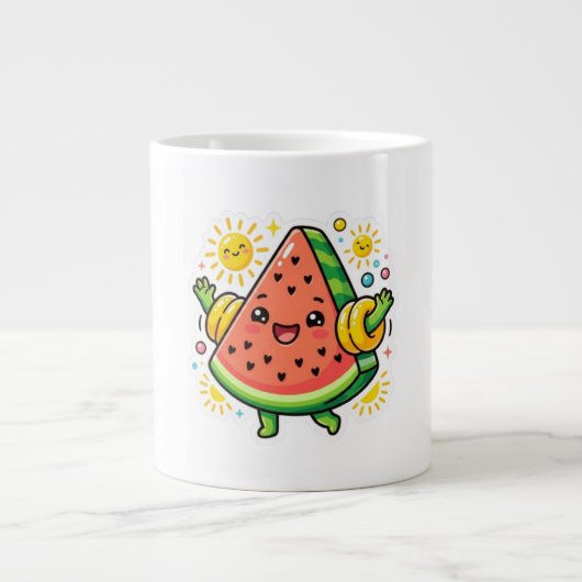 かわいいスイカのスライスの浮き輪リストッカー ジャンボコーヒーマグカップ (正面)