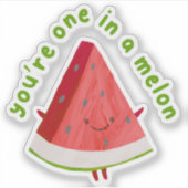かわいいスイカのダジャレ One in a Melon シール (正面)