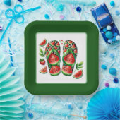 かわいいスイカのフリップフロップビーチパーティー ペーパープレート (パーティー)