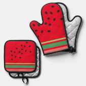 かわいいスイカのフルーツキッチン 鍋つかみ&鍋敷きセット (正面/裏面)