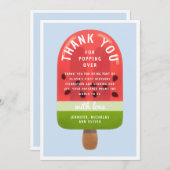 かわいいスイカのポプシクルファースト誕生日 サンキューカード (正面/裏面)