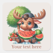 かわいいスイカのムースパーティー スクエアシール (正面)