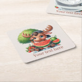 かわいいスイカのムースパーティー スクエアペーパーコースター (アングル)