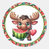 かわいいスイカのムースパーティー ラウンドシール (正面)