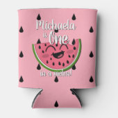 かわいいスイカの女の子の最初の誕生日 缶クーラー (正面)