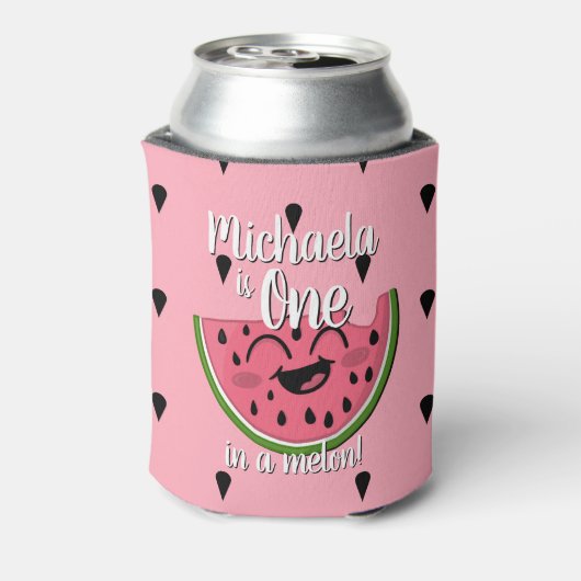 かわいいスイカの女の子の最初の誕生日 缶クーラー (缶裏面)