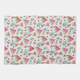 かわいいスイカの水彩手絵を描形 キッチンタオル