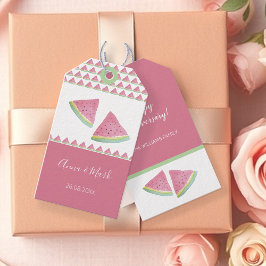 かわいいスイカの水彩手絵を描形 ギフトタグ