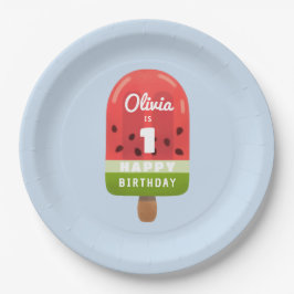 かわいいスイカの氷棒 1歳の誕生日 ペーパープレート