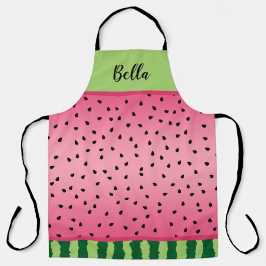 かわいいスイカの皮と種パーソナライズされた エプロン (正面)