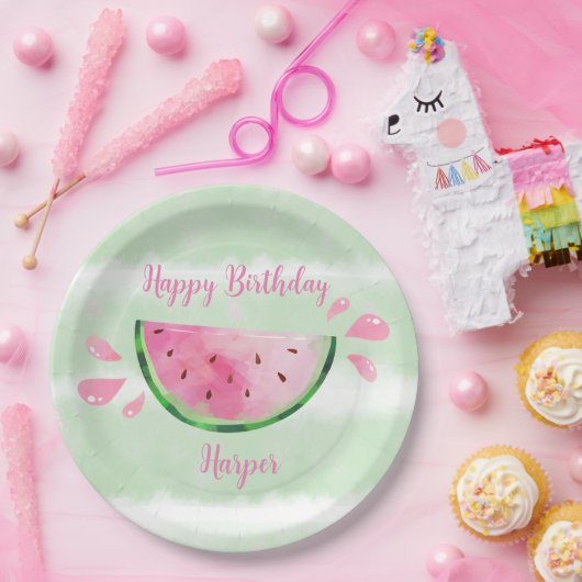 かわいいスイカの誕生日パーティー ペーパープレート (パーティー)