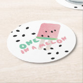 かわいいスイカひとりをメロン紙Plで ラウンドペーパーコースター (アングル)