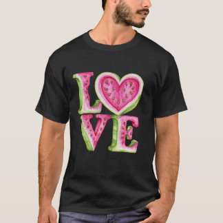 かわいいスイカハートデザイン Tシャツ