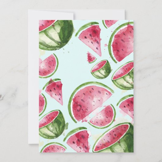 かわいいスイカハートベビーシャワー 招待状 (裏面)