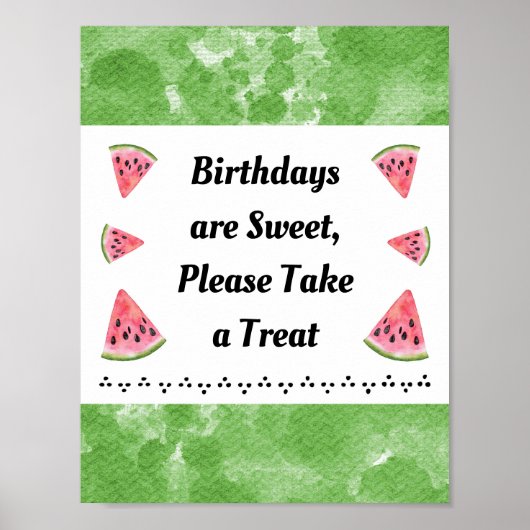 かわいいスイカパーティー標識 ポスター (正面)
