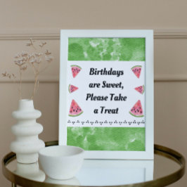 かわいいスイカパーティー標識 ポスター