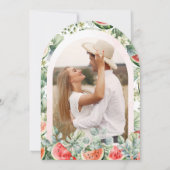 かわいいスイカ夏のアーチフォトブライダルシャワー 招待状 (裏面)