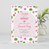かわいいスイカ夏ピンクガール誕生日 招待状 (スタンド正面)