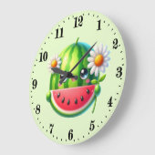 かわいいスイカ好きのキッチン ラージ壁時計 (傾斜)