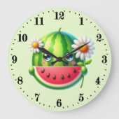かわいいスイカ好きのキッチン ラージ壁時計 (正面)