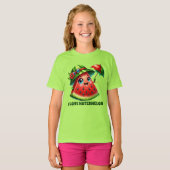 かわいいスイカ好きの追加文字 Tシャツ (正面フル)