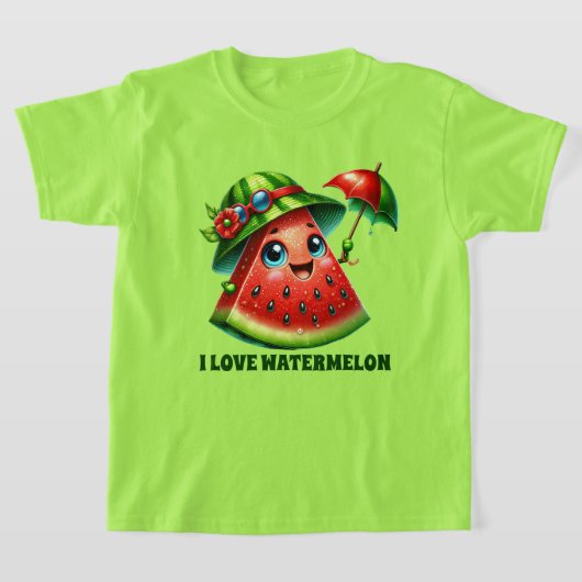 かわいいスイカ好きの追加文字 Tシャツ (レイダウン)