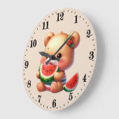 かわいいスイカ好き ラージ壁時計 (傾斜)