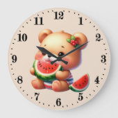 かわいいスイカ好き ラージ壁時計 (正面)