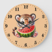 かわいいスイカ愛好家タイガー ラージ壁時計 (正面)