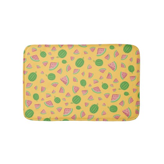 かわいいスイカ柄の黄色いバスマット バスマット (正面)