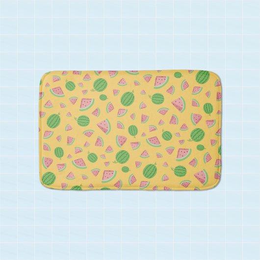 かわいいスイカ柄の黄色いバスマット バスマット